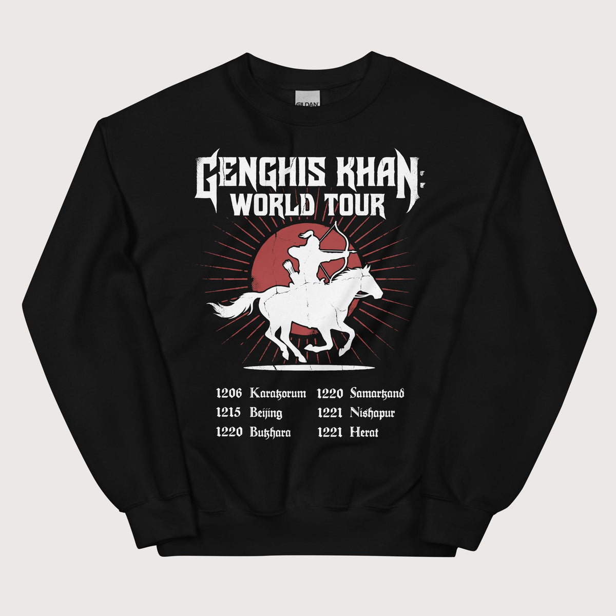 Black Genghis Khan World Tour Sweatshirt - history buff gift by HistoHead
