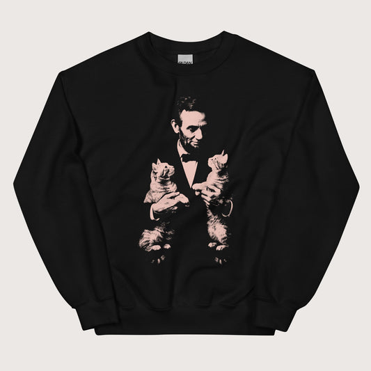 Black Lincoln Kittens Sweatshirt - history buff gift by HistoHead