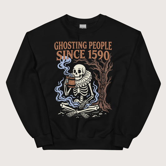 Black Roanoke Colony Ghosting Since 1590 Sweatshirt - history buff gift by HistoHead