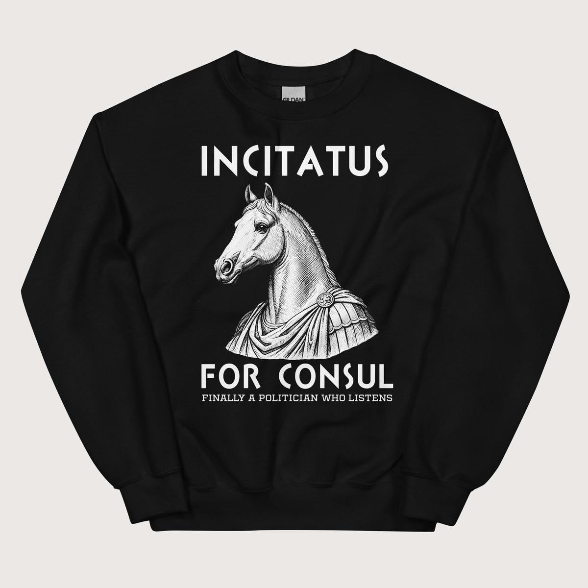Black Incitatus For Consul Sweatshirt - history buff gift by HistoHead