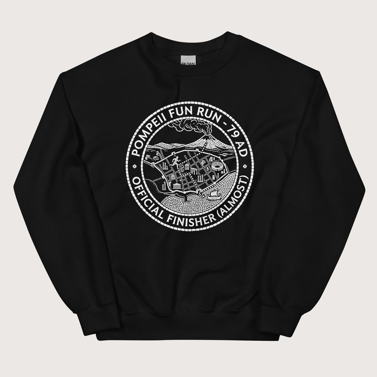 Black Pompeii Fun Run Official Finisher Sweatshirt - history buff gift by HistoHead