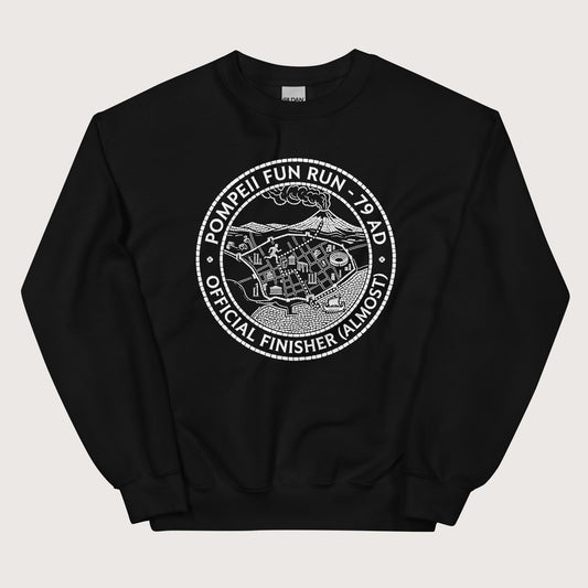 Black Pompeii Fun Run Official Finisher Sweatshirt - history buff gift by HistoHead