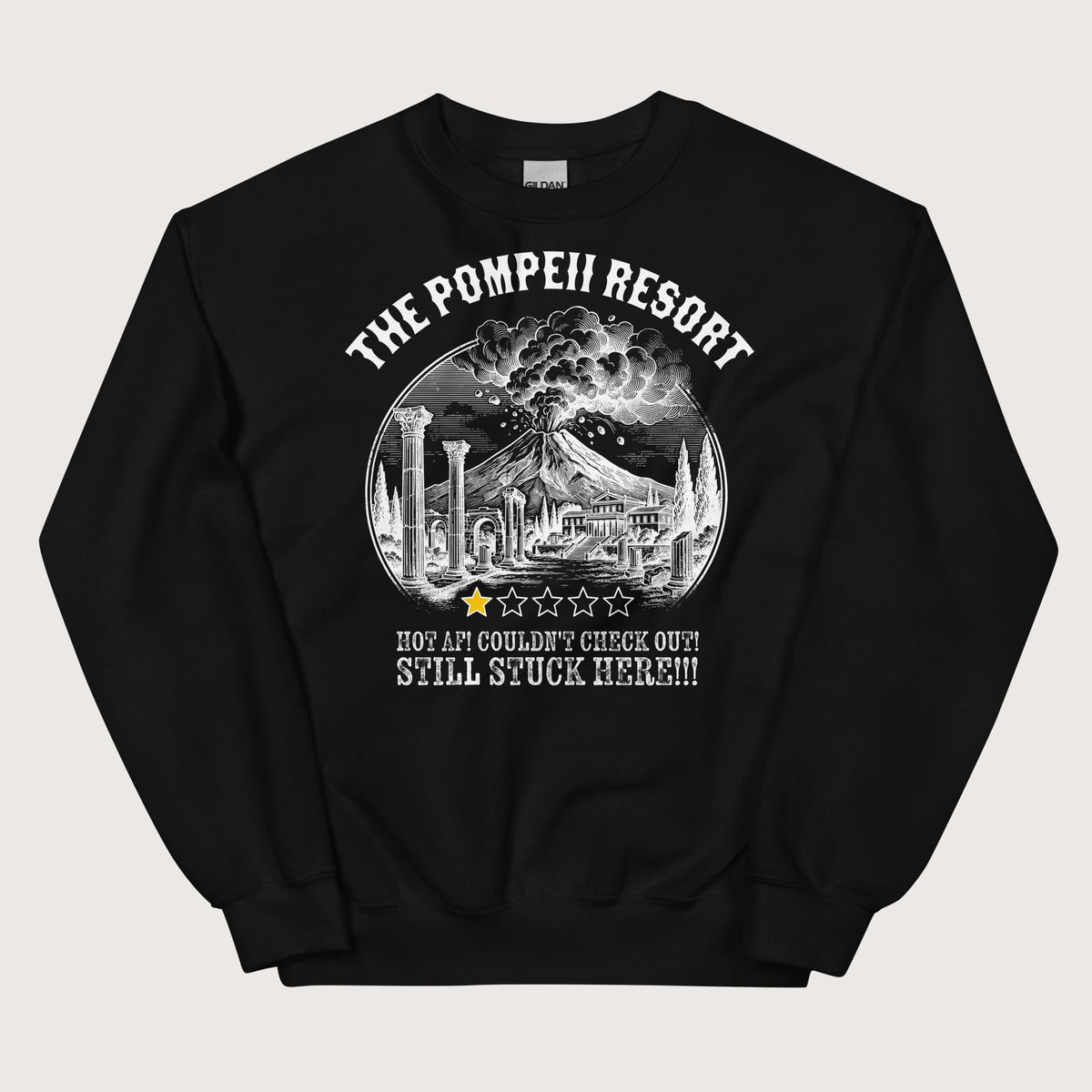 Black The Pompeii Resort Review Sweatshirt - history buff gift by HistoHead