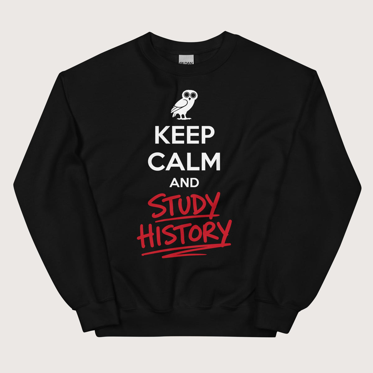 Black Keep Calm and Study History Sweatshirt - history buff gift by HistoHead