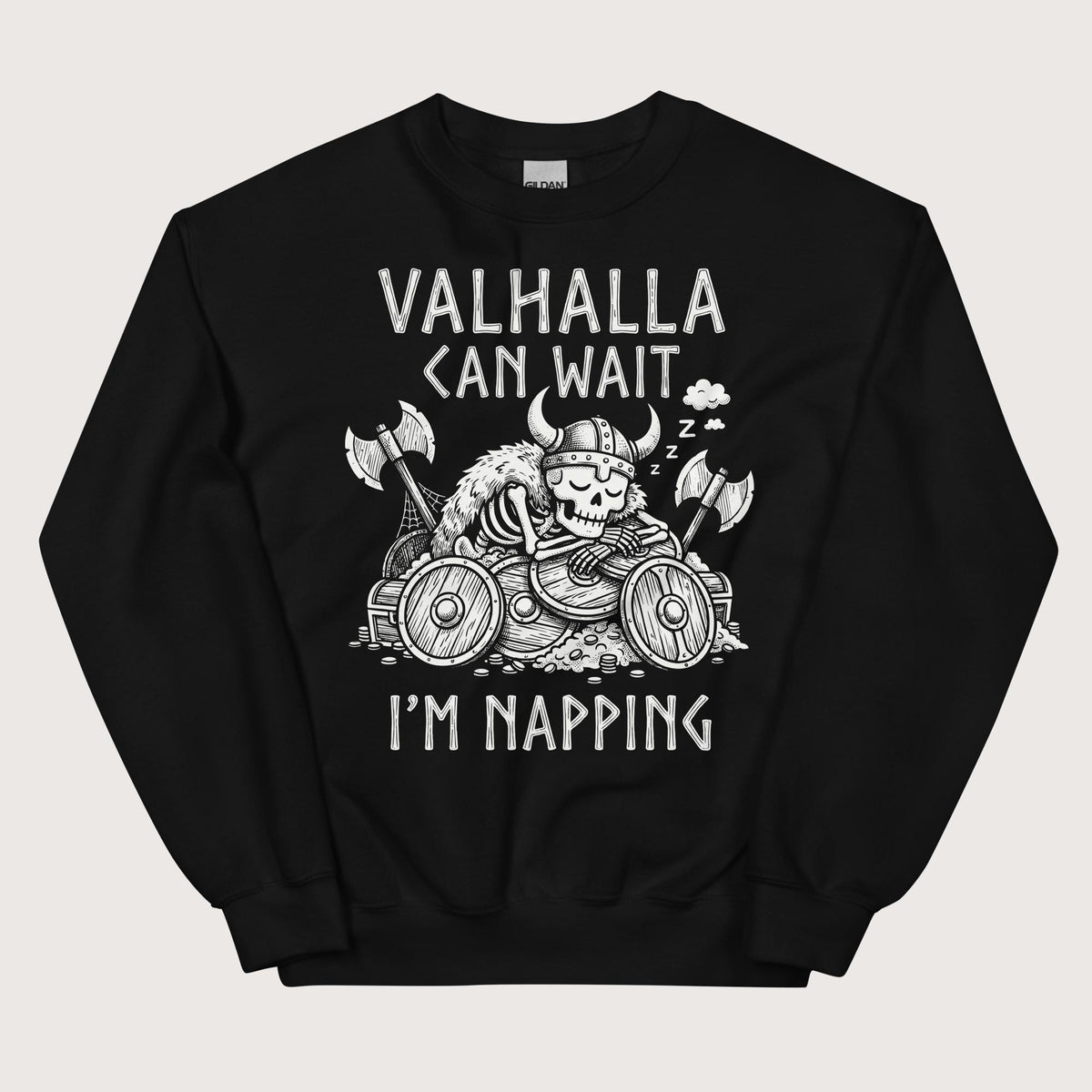 Black Valhalla Can Wait Sweatshirt - history buff gift by HistoHead