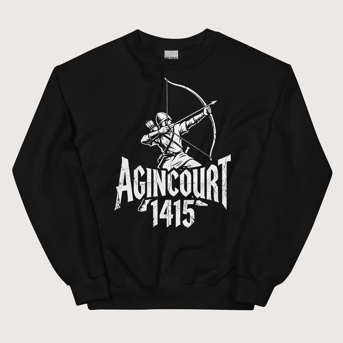 Black Agincourt 1415 Longbowman Sweatshirt - history buff gift by HistoHead