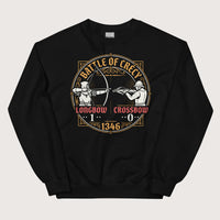 Black Battle of Crécy Longbow vs Crossbow Sweatshirt - history buff gift by HistoHead