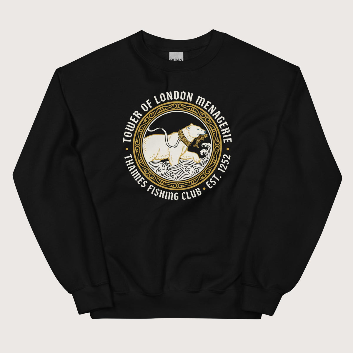 Black Tower Of London Menagerie Thames Fishing Club Sweatshirt - history buff gift by HistoHead