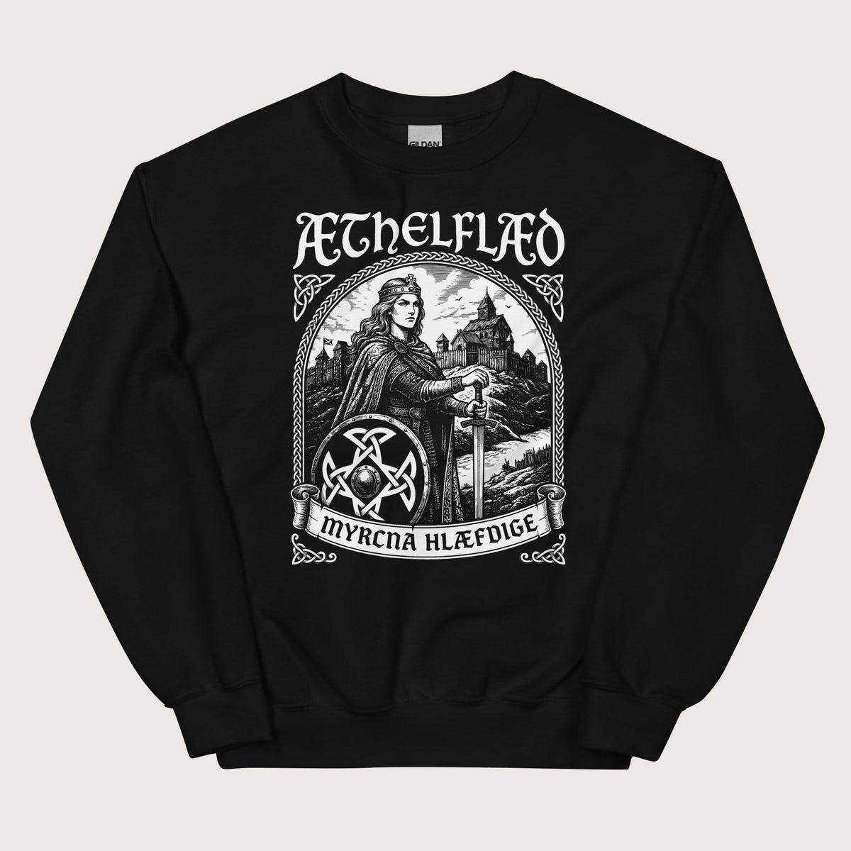 Black Aethelflaed Lady of the Mercians Old English Sweatshirt - history buff gift by HistoHead
