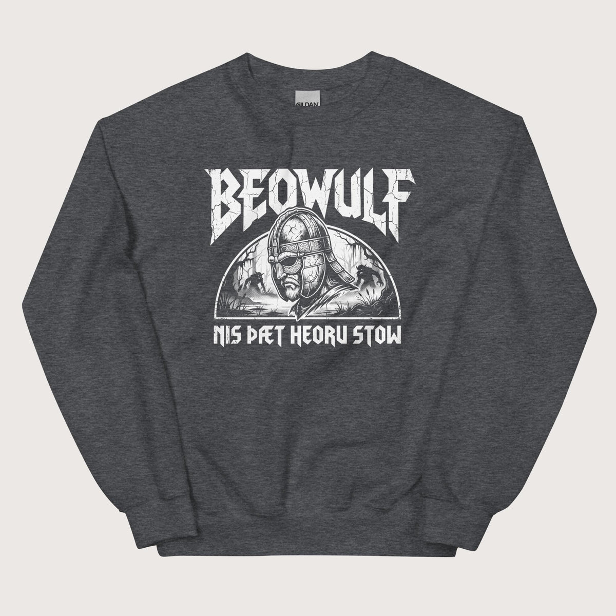 Dark Heather Beowulf That Is No Pleasant Place Old English Sweatshirt - history buff gift by HistoHead