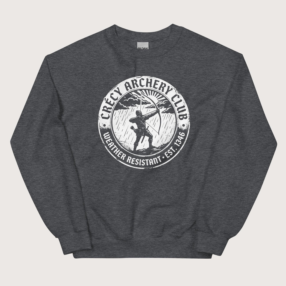 Dark Heather Crecy Archery Club Sweatshirt - history buff gift by HistoHead