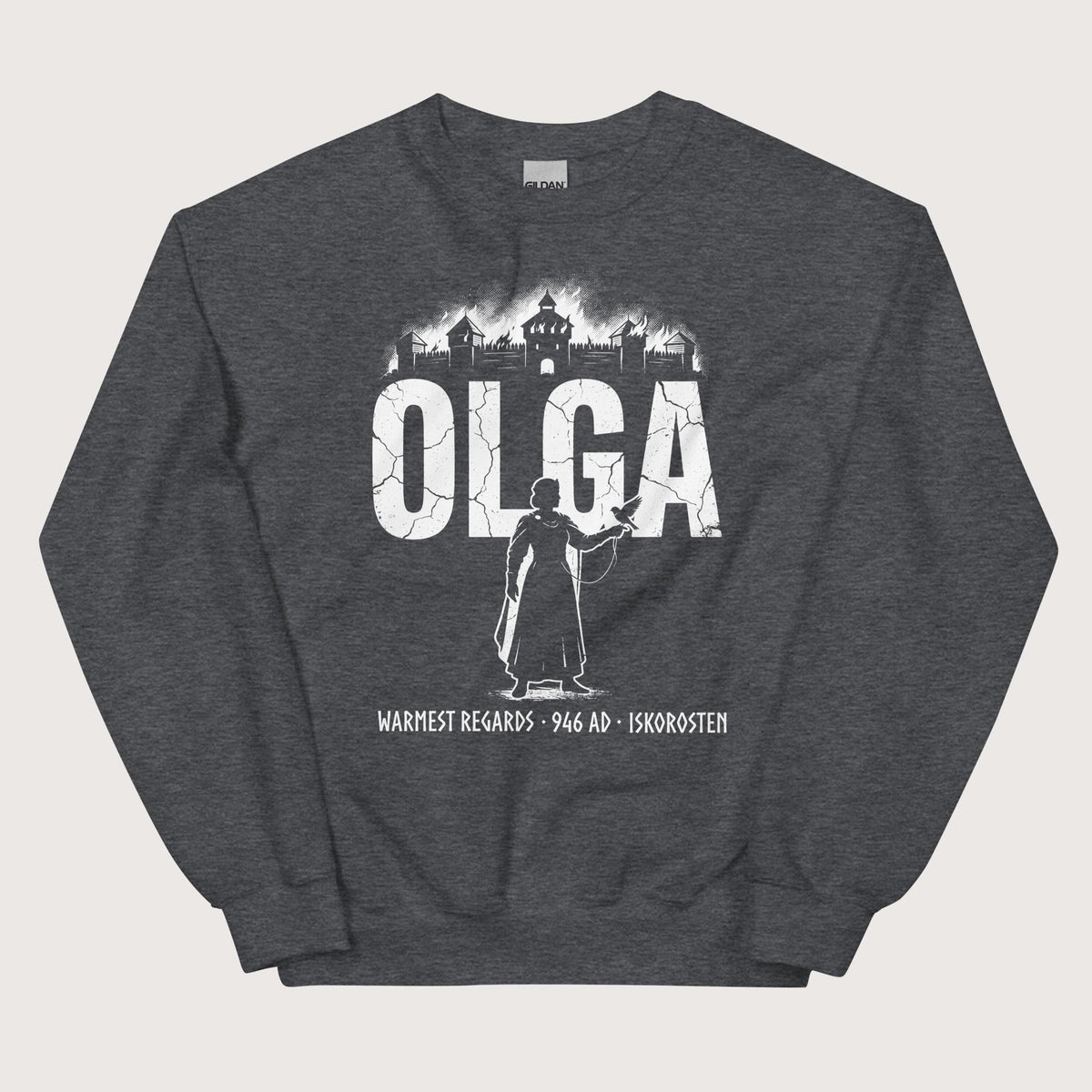 Dark Heather Olga of Kiev Warmest Regards Sweatshirt - history buff gift by HistoHead