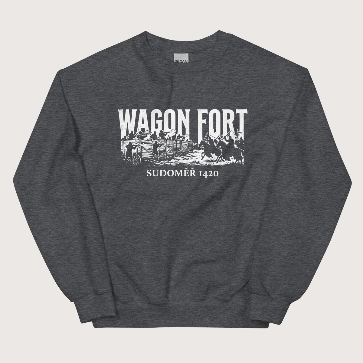 Dark Heather Wagon Fort Battle of Sudoměř Sweatshirt - history buff gift by HistoHead