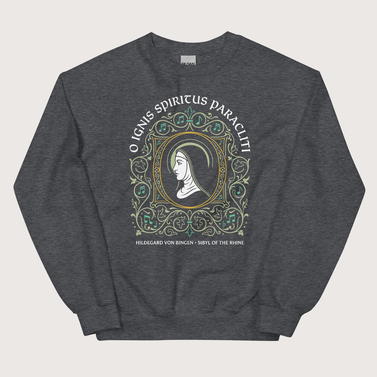 Dark Heather Hildegard von Bingen Sweatshirt - history buff gift by HistoHead