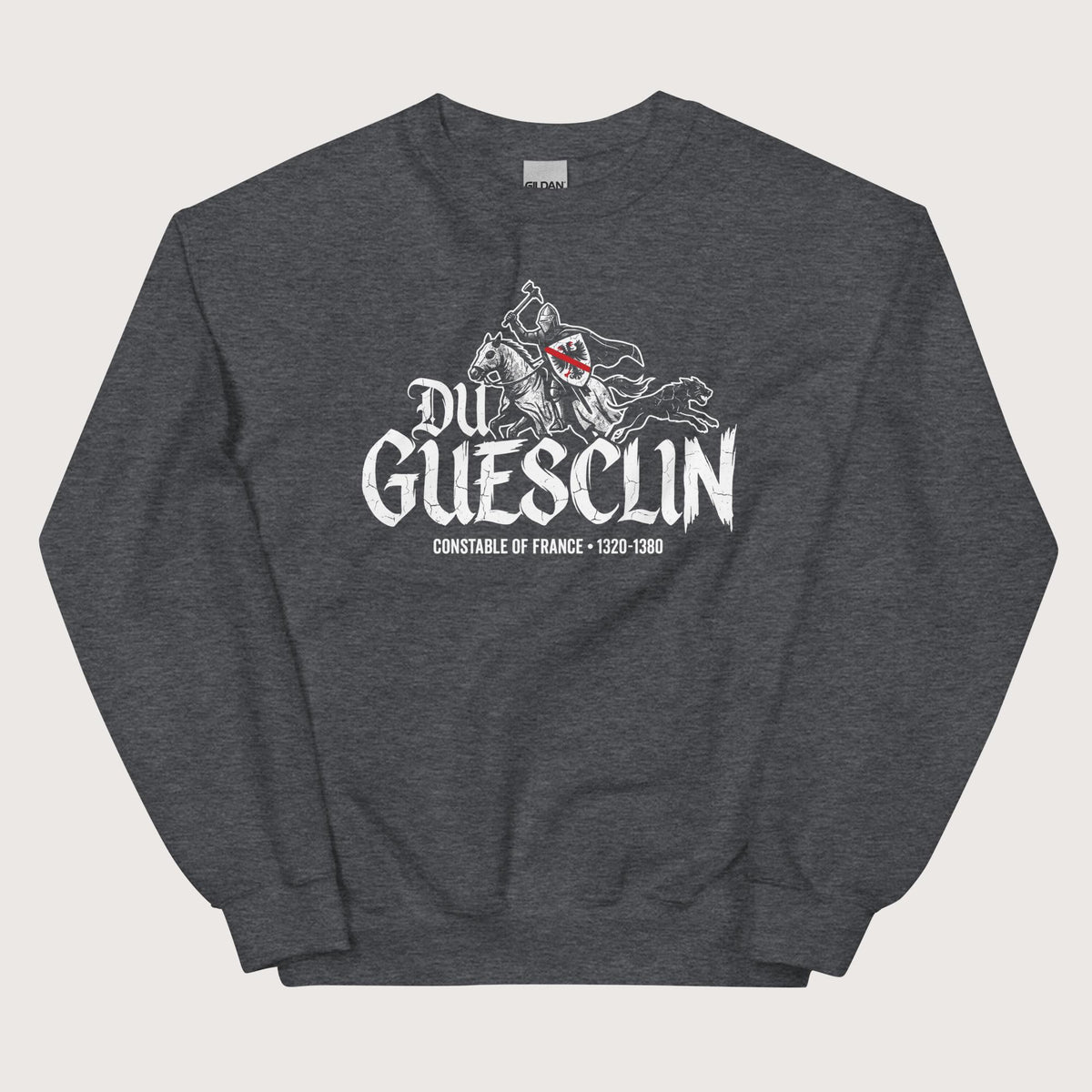 Dark Heather Du Guesclin Sweatshirt - history buff gift by HistoHead