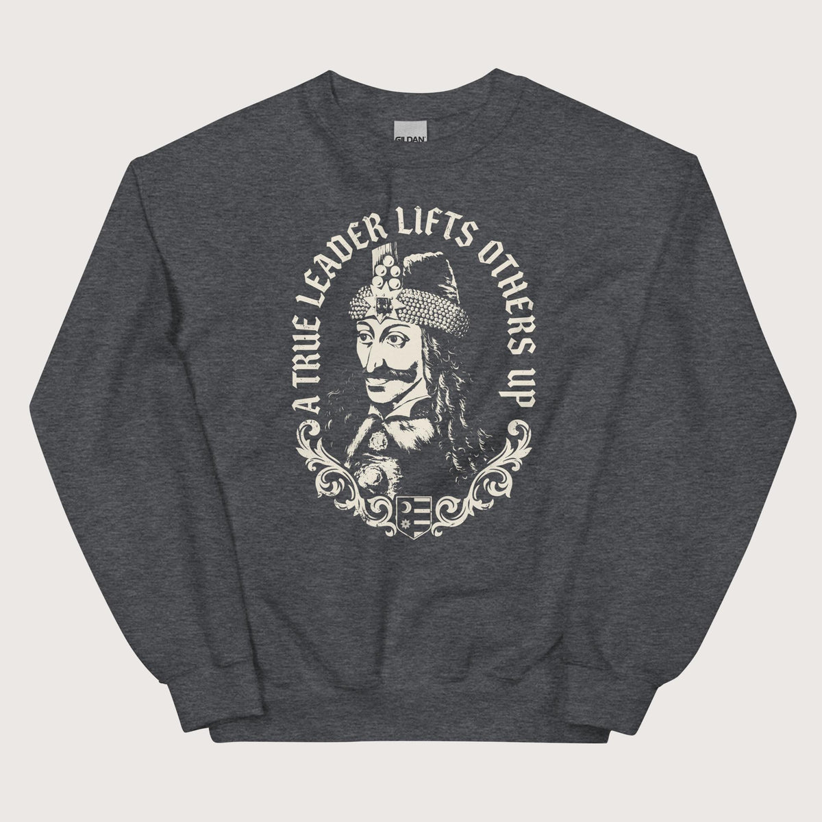 Dark Heather Vlad the Impaler True Leader Sweatshirt - history buff gift by HistoHead