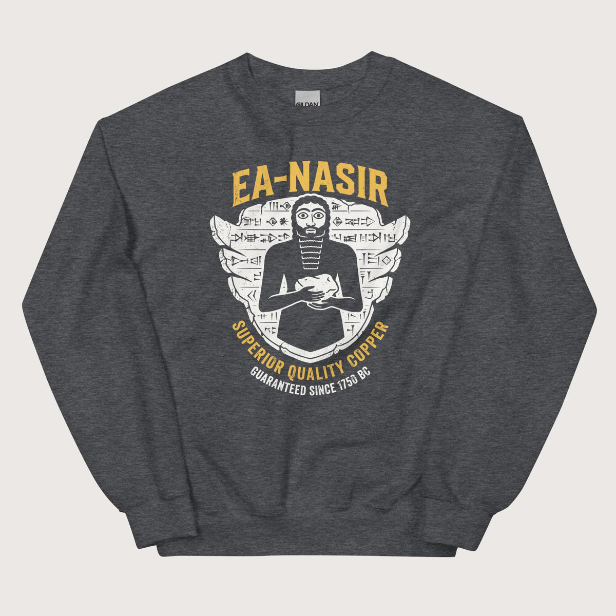 Dark Heather Ea-Nasir Superior Copper Guaranteed Sweatshirt - history buff gift by HistoHead