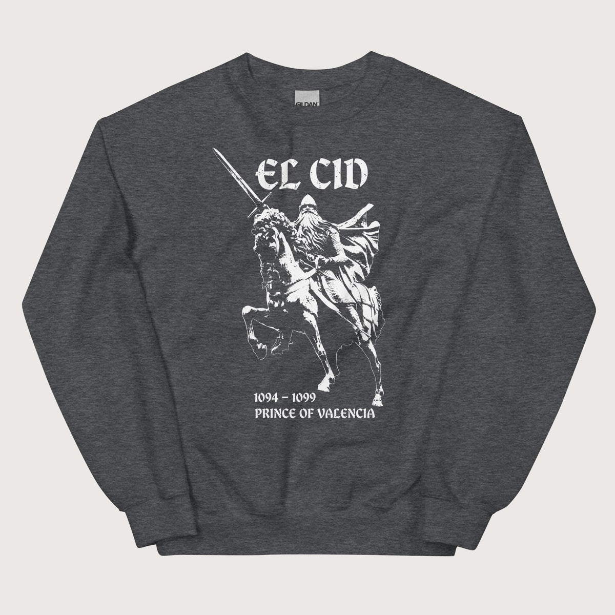 Dark Heather El Cid Prince of Valencia Sweatshirt - history buff gift by HistoHead