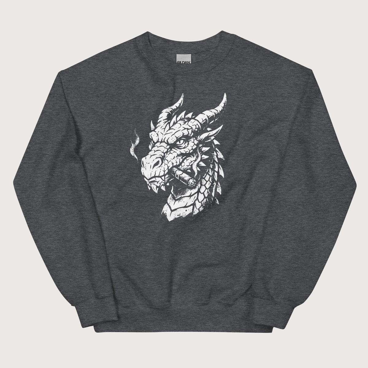 Dark Heather Smoking Dragon Sweatshirt - history buff gift by HistoHead