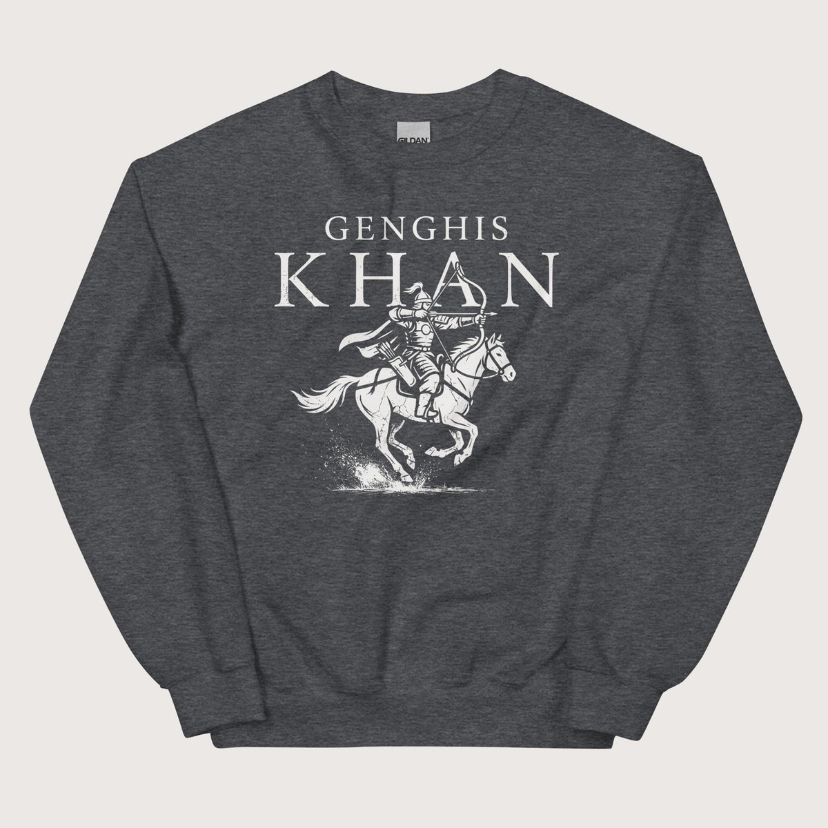 Dark Heather Genghis Khan Sweatshirt - history buff gift by HistoHead