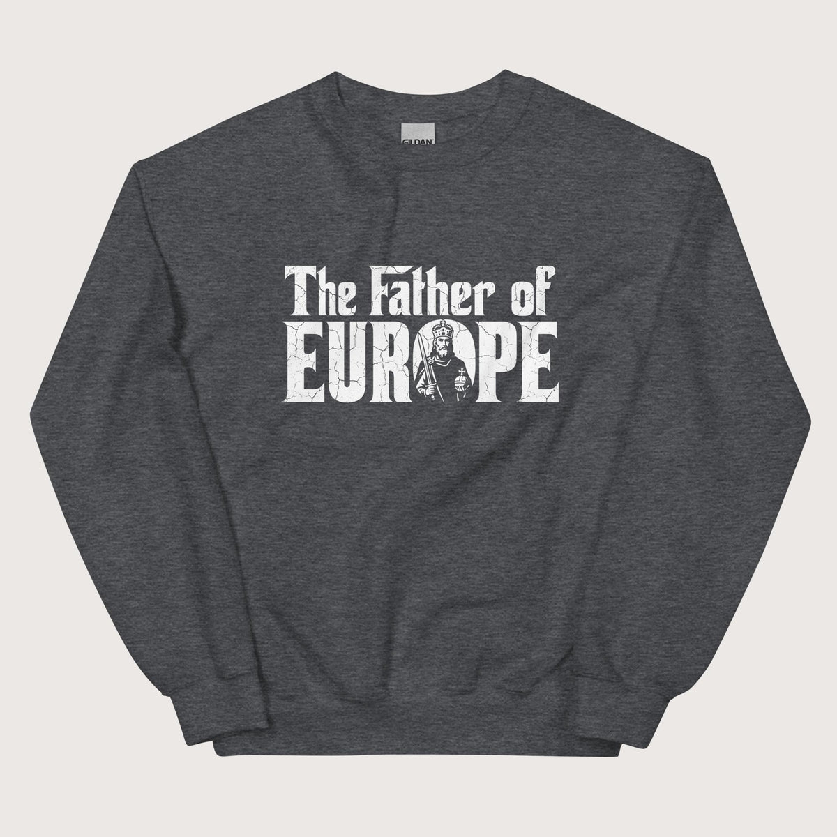 Dark Heather Charlemagne The Father of Europe Sweatshirt - history buff gift by HistoHead