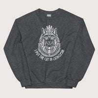 Dark Heather Bastet I Put the Cat in Cataclysm Sweatshirt - history buff gift by HistoHead