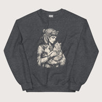 Dark Heather Cleopatra's Cats Sweatshirt - history buff gift by HistoHead