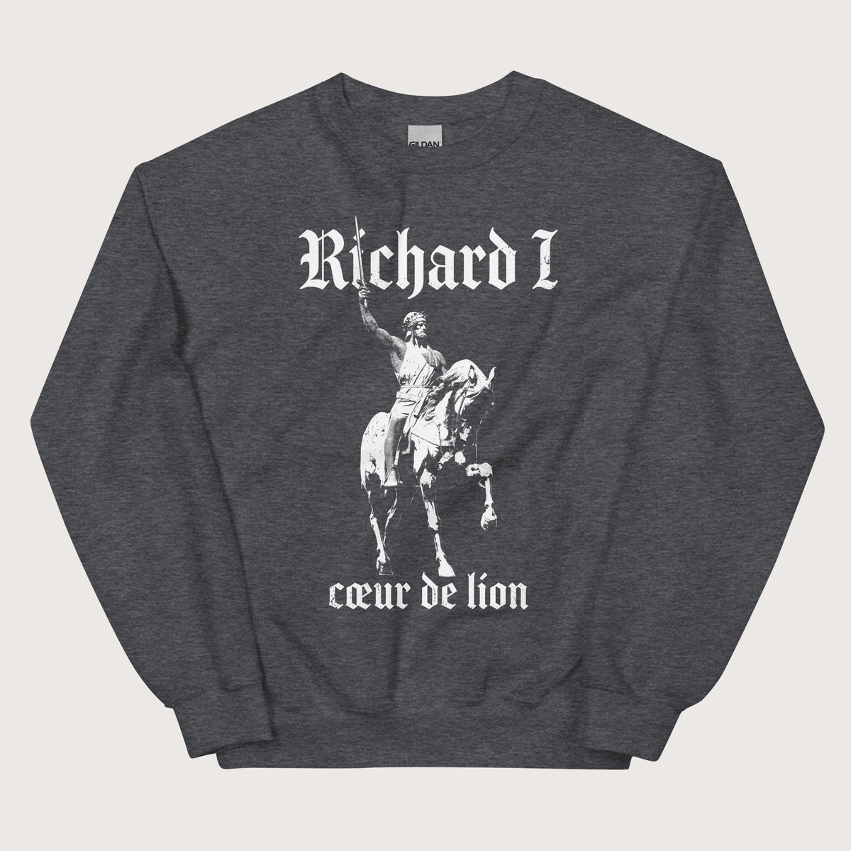Dark Heather Richard I Coeur de Lion Sweatshirt - history buff gift by HistoHead