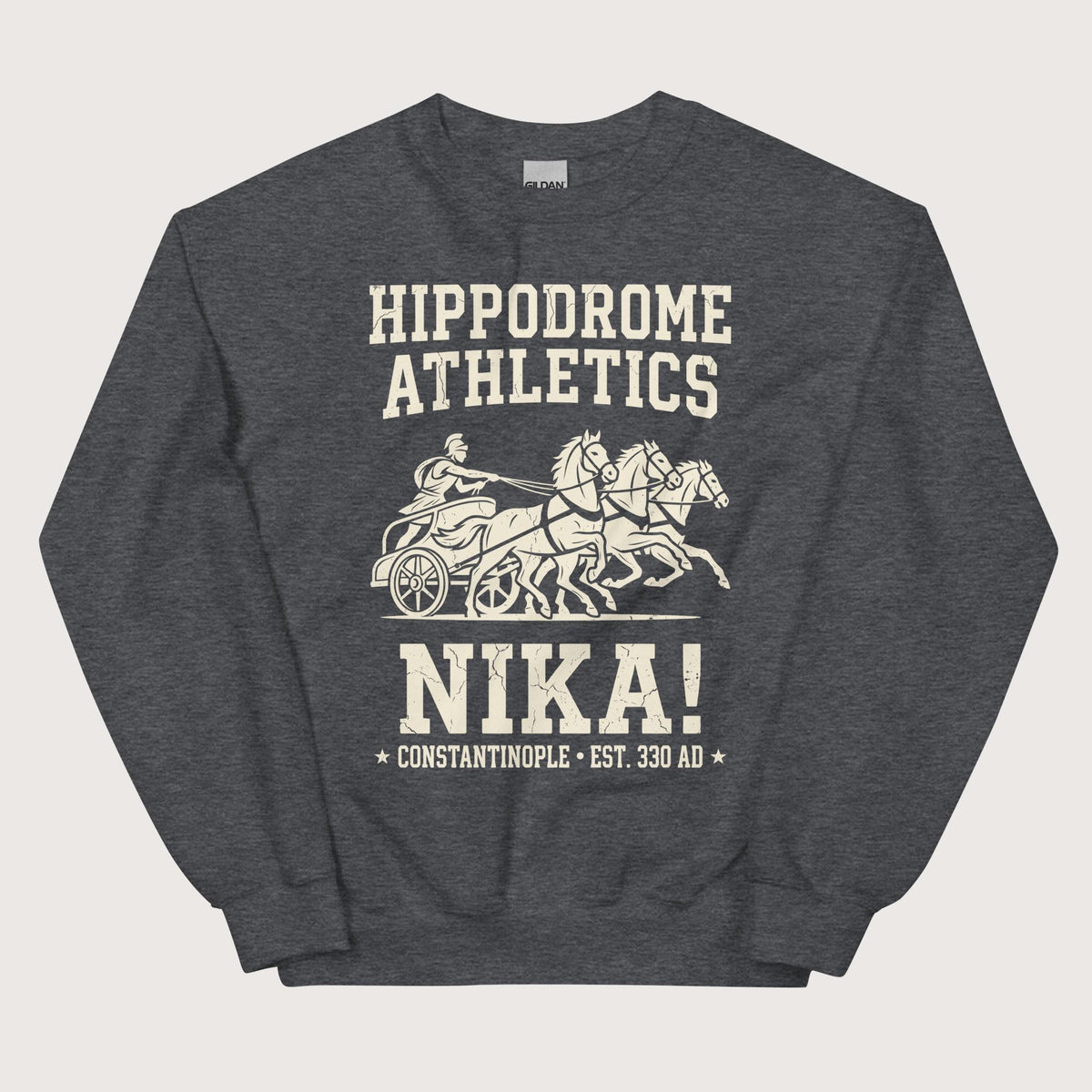 Dark Heather Hippodrome Athletics Sweatshirt - history buff gift by HistoHead