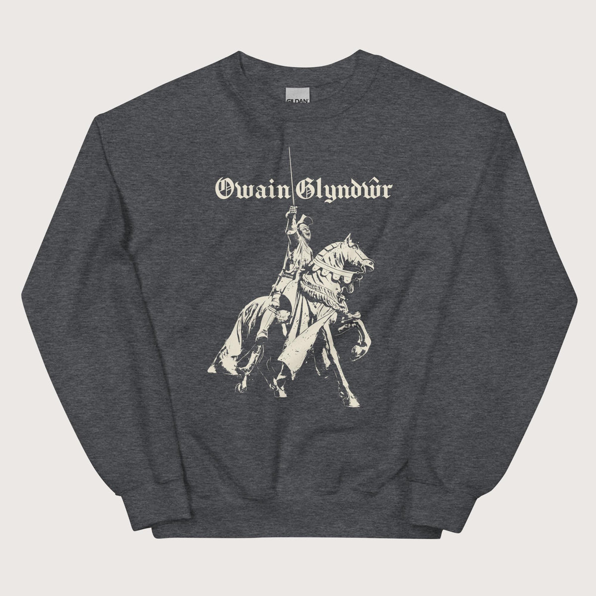 Dark Heather Owain Glyndŵr Statue Sweatshirt - history buff gift by HistoHead