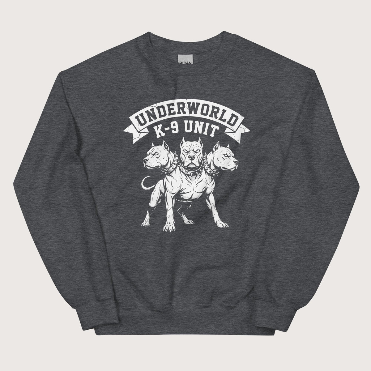 Dark Heather Cerberus Underworld K-9 Unit Sweatshirt - history buff gift by HistoHead