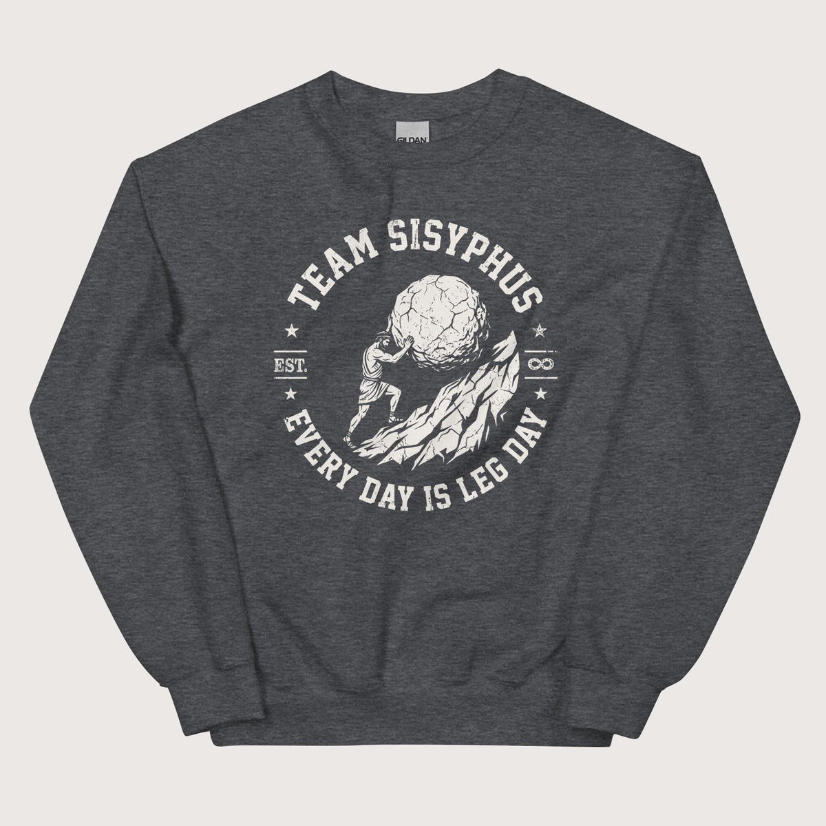 Dark Heather Team Sisyphus Sweatshirt - history buff gift by HistoHead