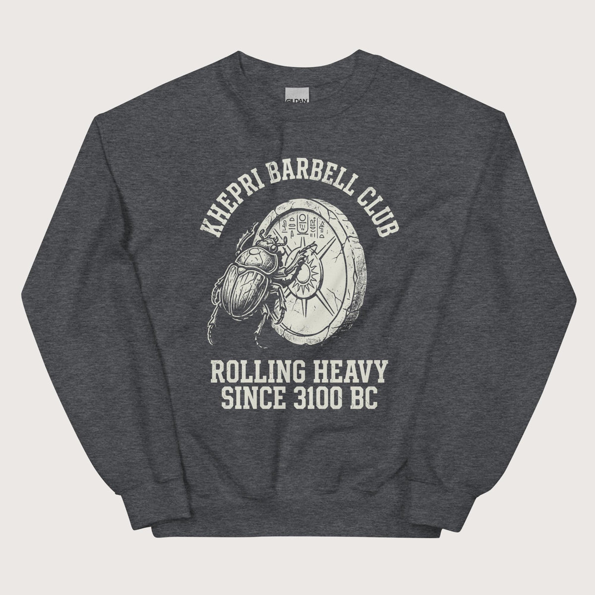 Dark Heather Khepri Barbell Club Sweatshirt - history buff gift by HistoHead