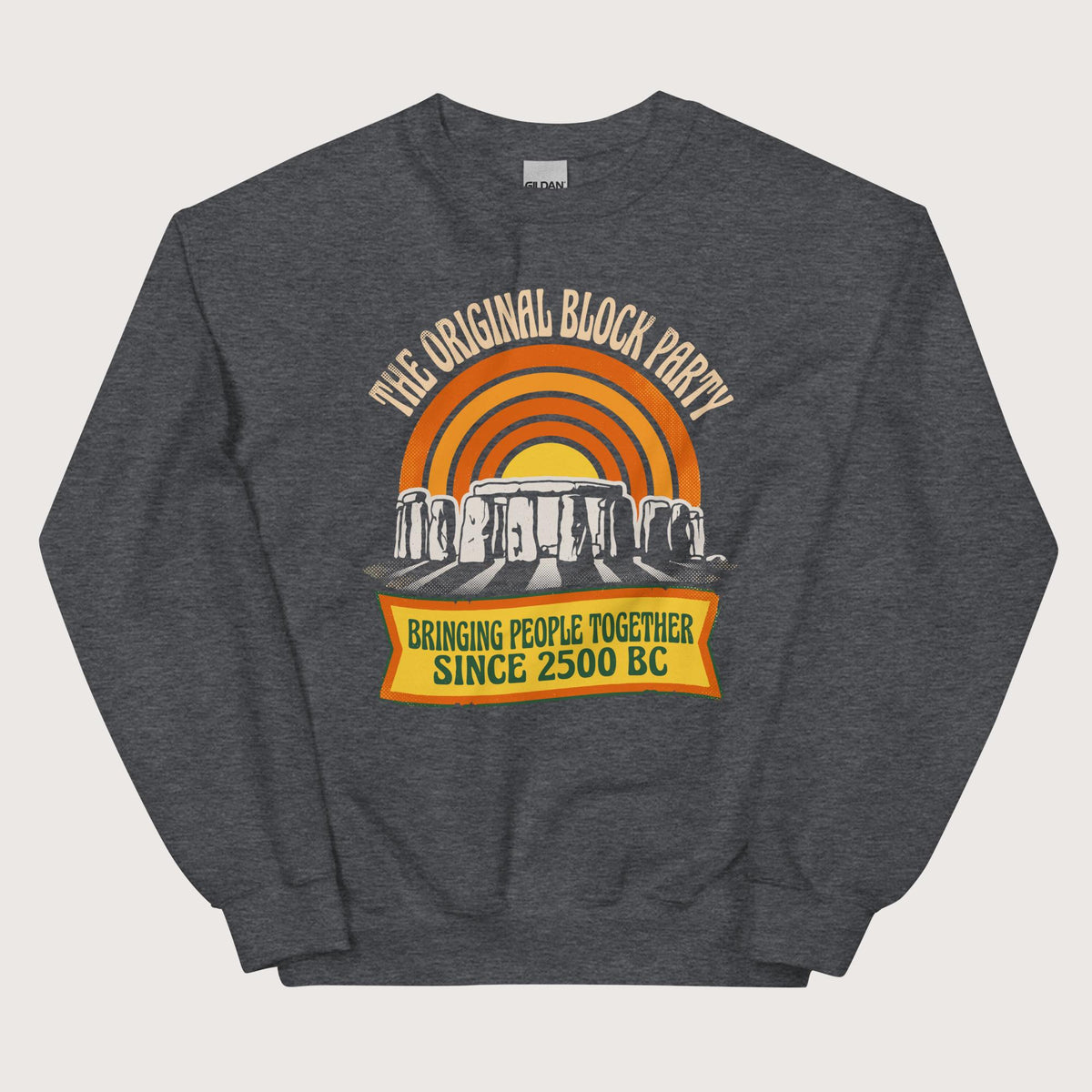 Dark Heather Stonehenge Block Party Sweatshirt - history buff gift by HistoHead
