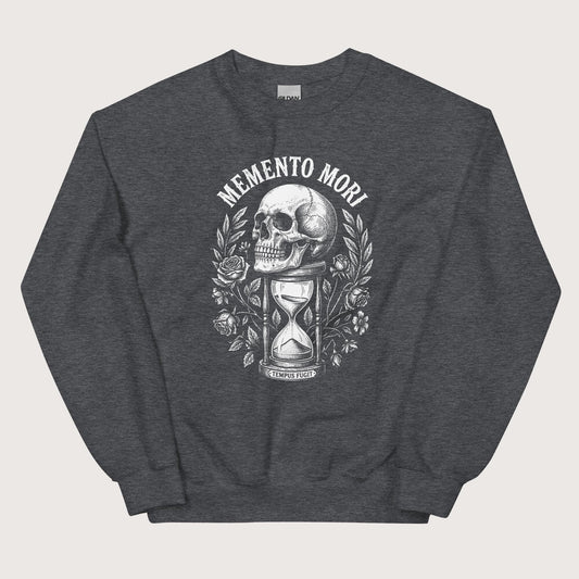 Dark Heather Memento Mori Tempus Fugit Sweatshirt - history buff gift by HistoHead
