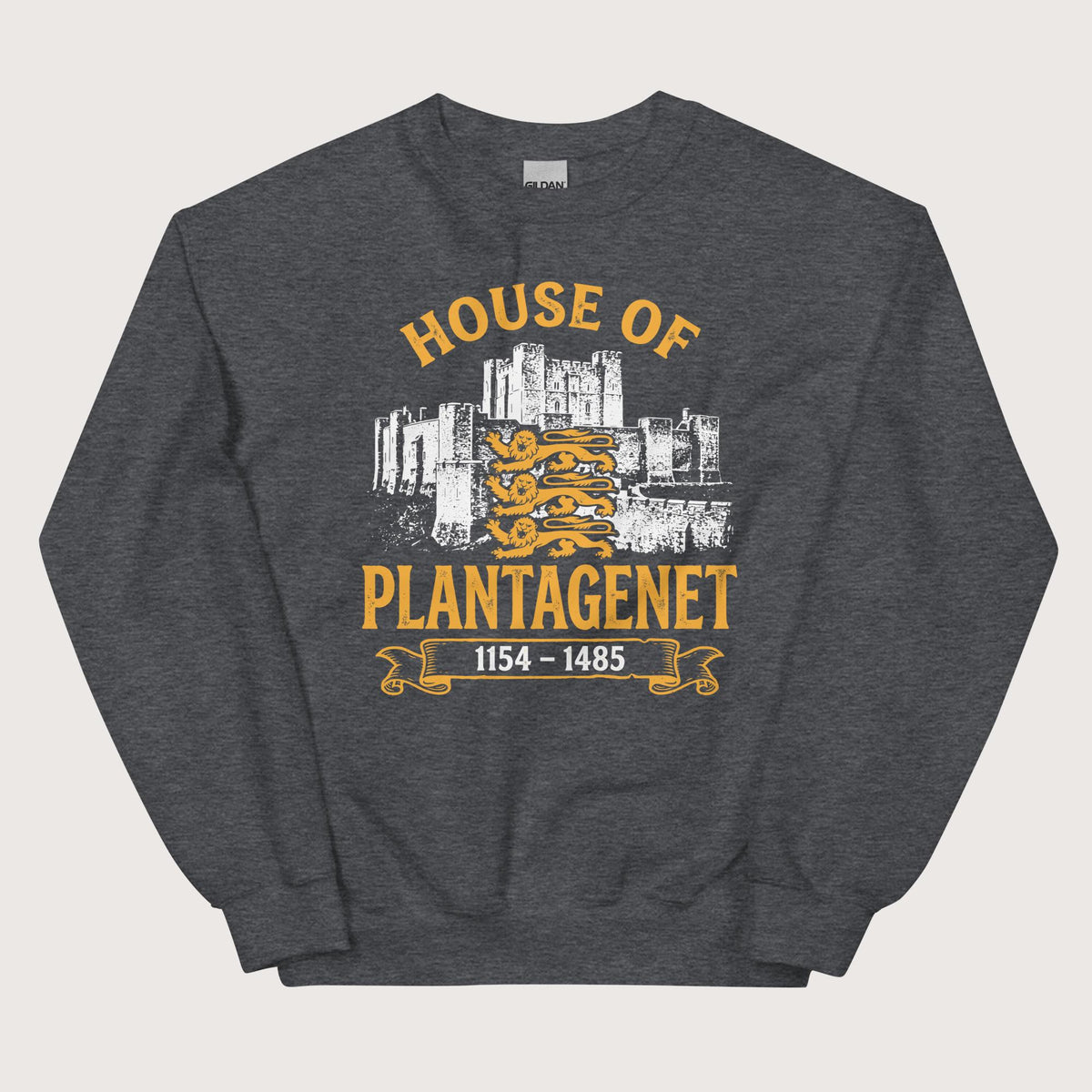 Dark Heather House of Plantagenet Sweatshirt - history buff gift by HistoHead