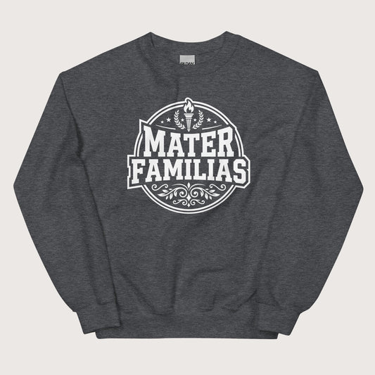 Dark Heather Mater Familias Latin Sweatshirt - history buff gift by HistoHead