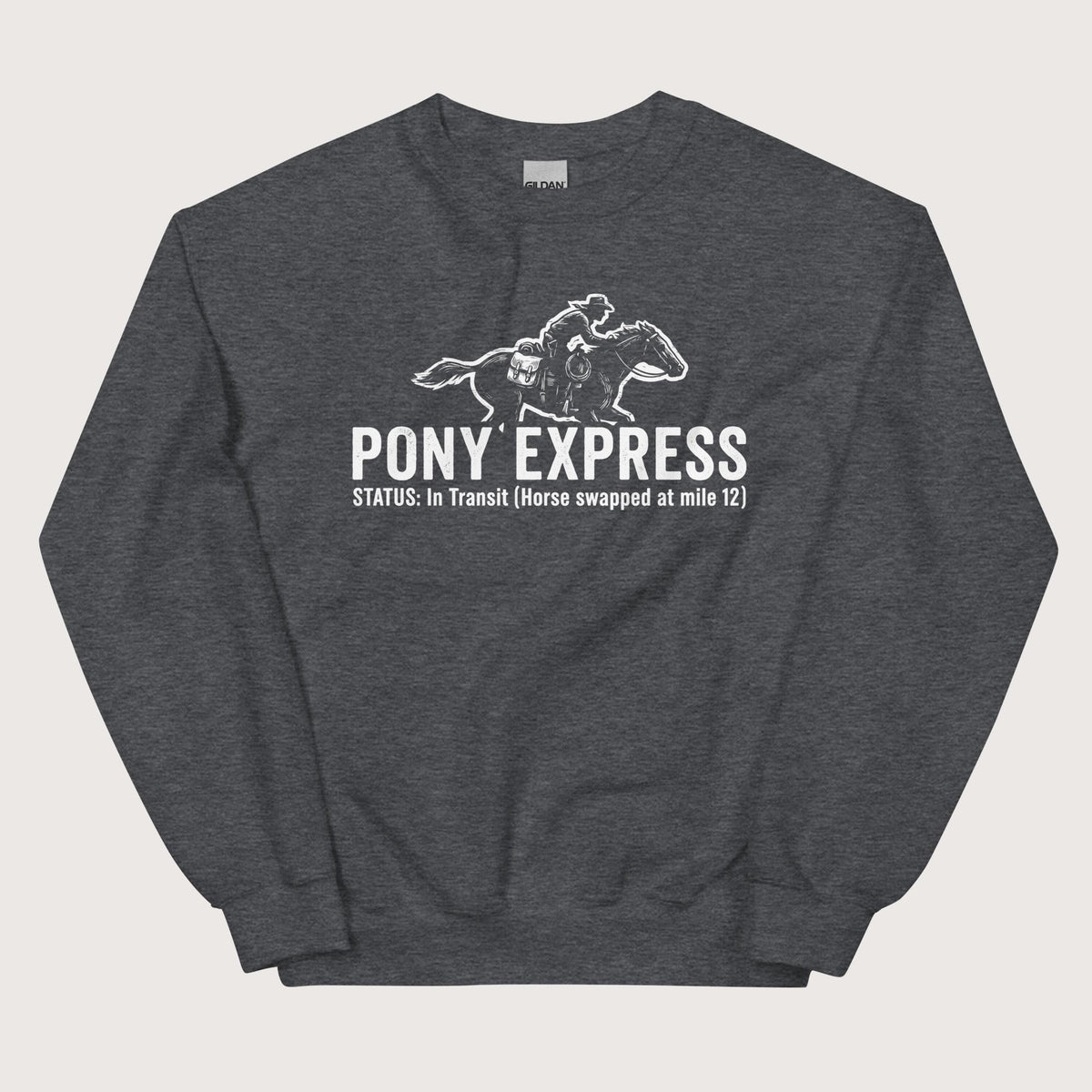 Dark Heather Pony Express Sweatshirt - history buff gift by HistoHead