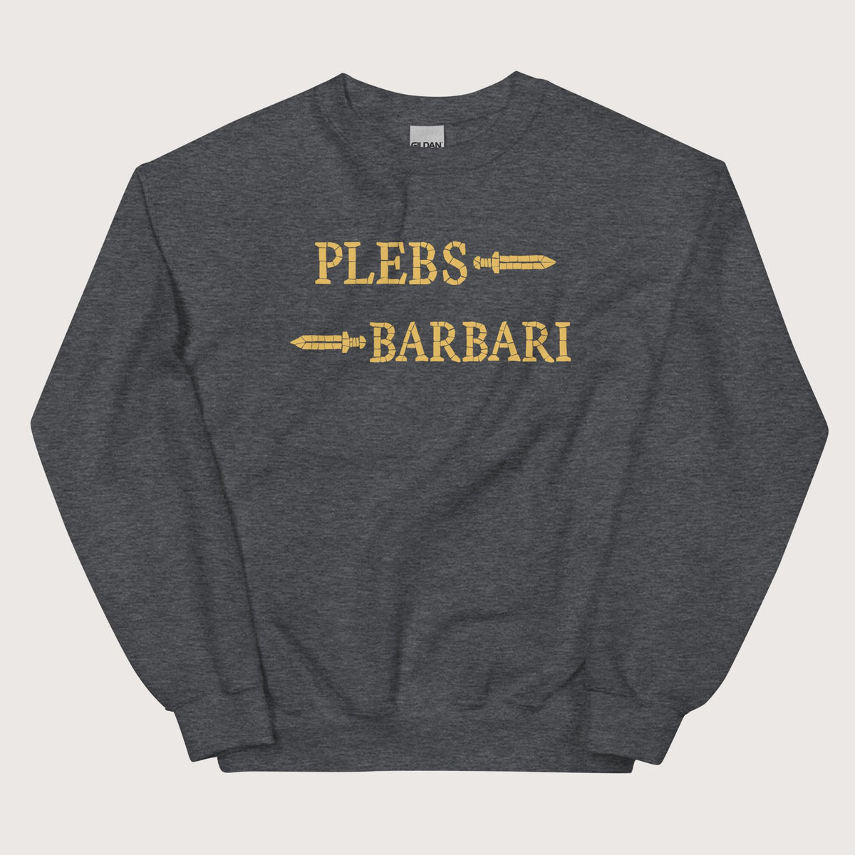 Dark Heather Mosaic Plebs or Barbari Sweatshirt - history buff gift by HistoHead