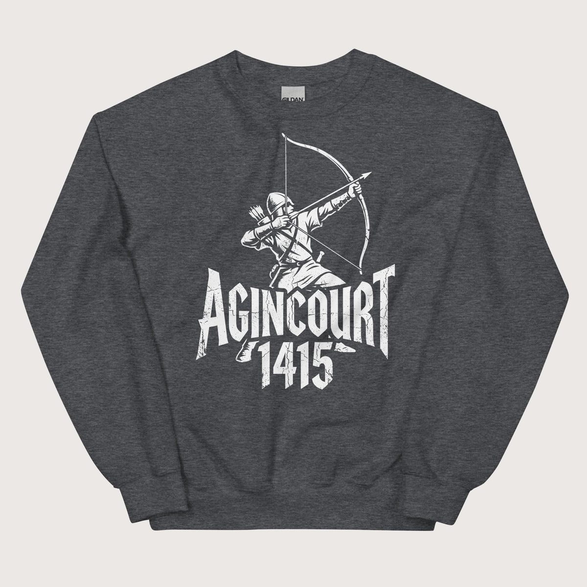 Dark Heather Agincourt 1415 Longbowman Sweatshirt - history buff gift by HistoHead