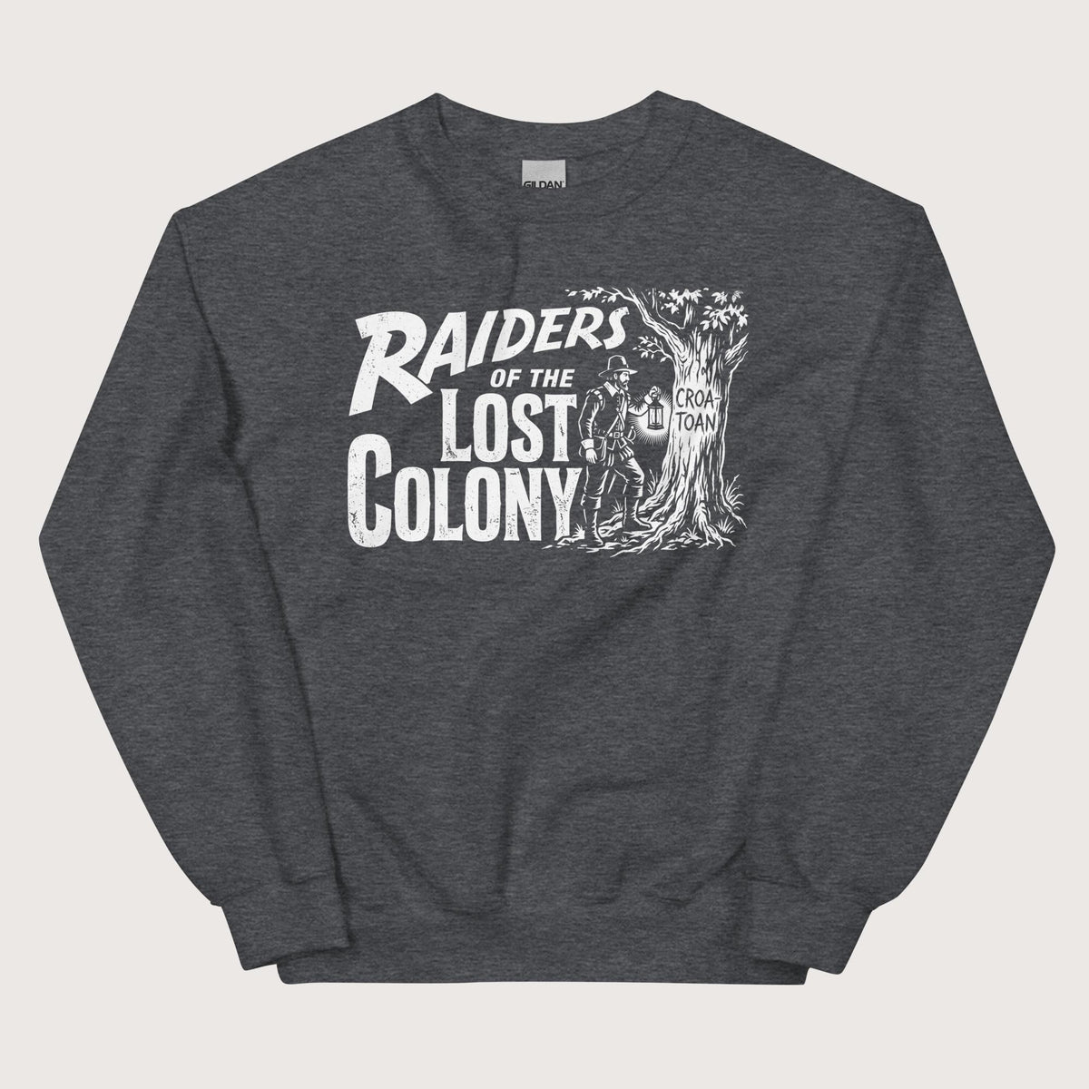 Dark Heather Raiders of the Lost Colony Sweatshirt - history buff gift by HistoHead