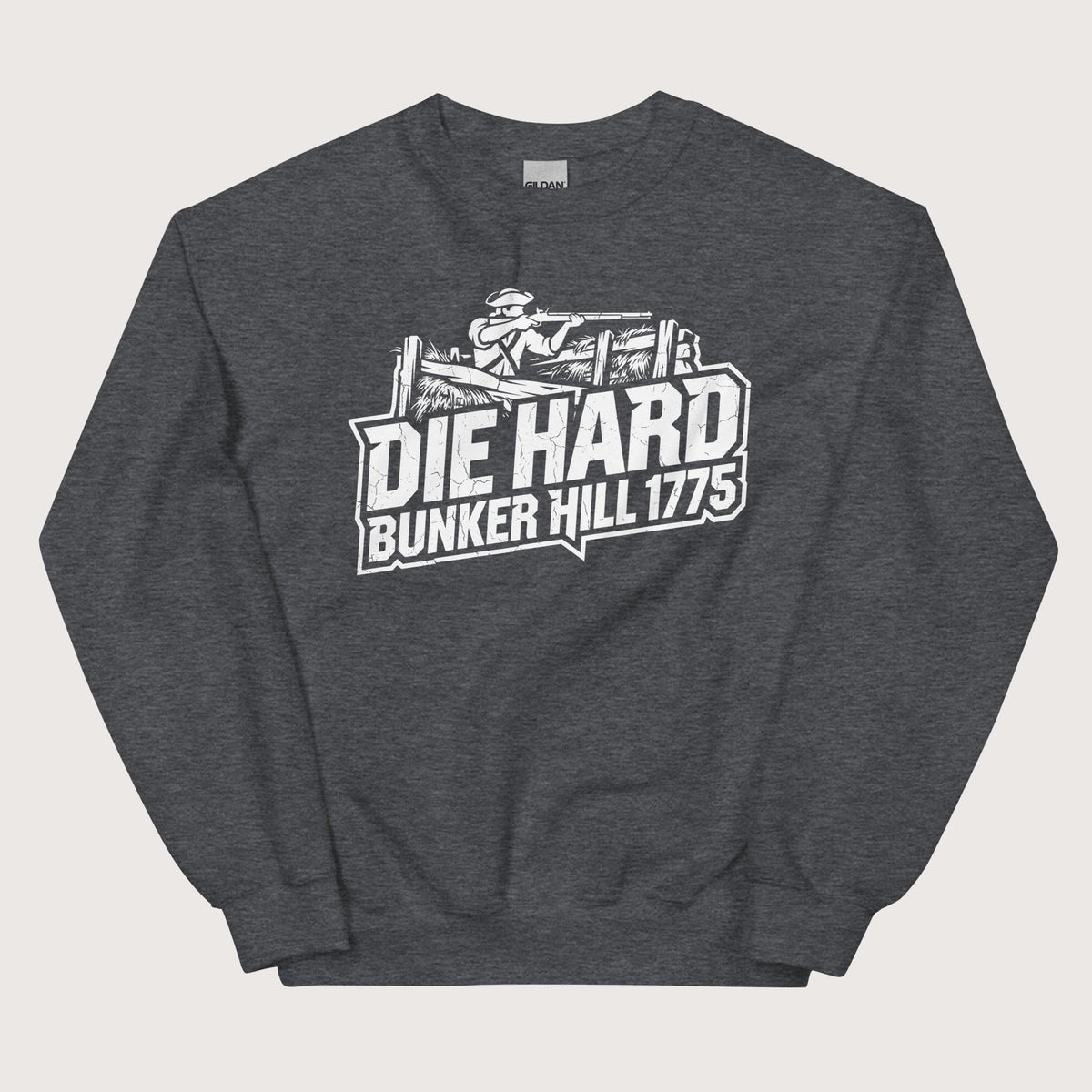 Dark Heather Die Hard Bunker Hill 1775 Sweatshirt - history buff gift by HistoHead