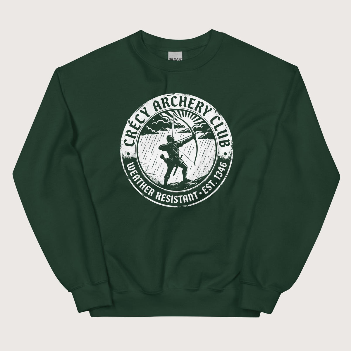 Forest Green Crecy Archery Club Sweatshirt - history buff gift by HistoHead