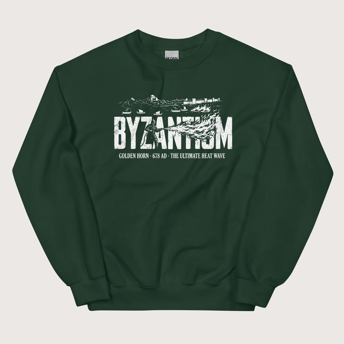 Forest Green Greek Fire 678 Sweatshirt - history buff gift by HistoHead