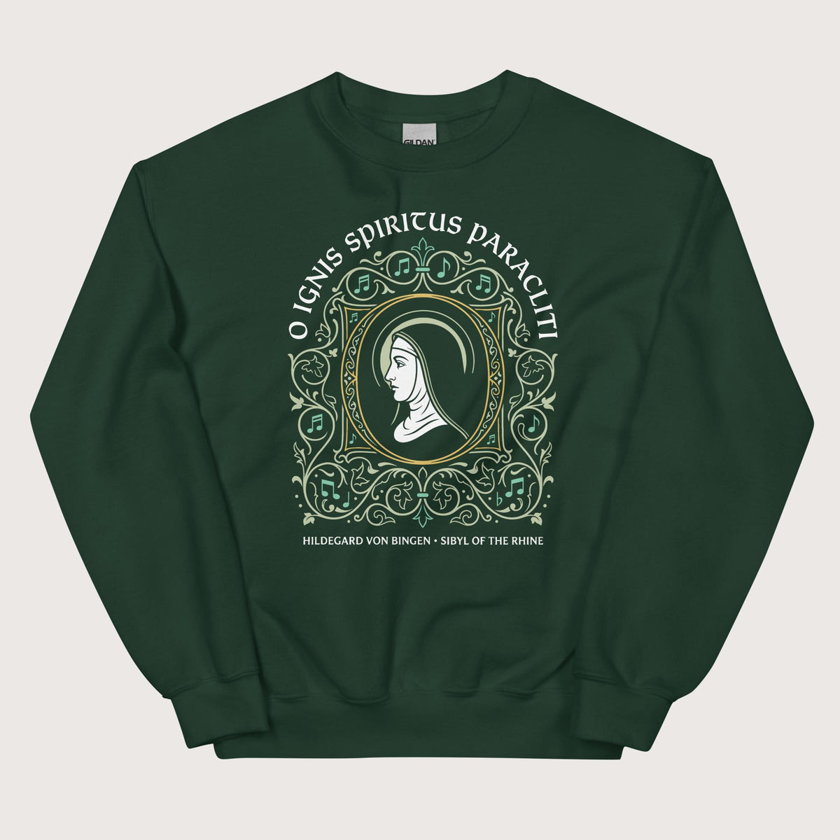 Forest Green Hildegard von Bingen Sweatshirt - history buff gift by HistoHead