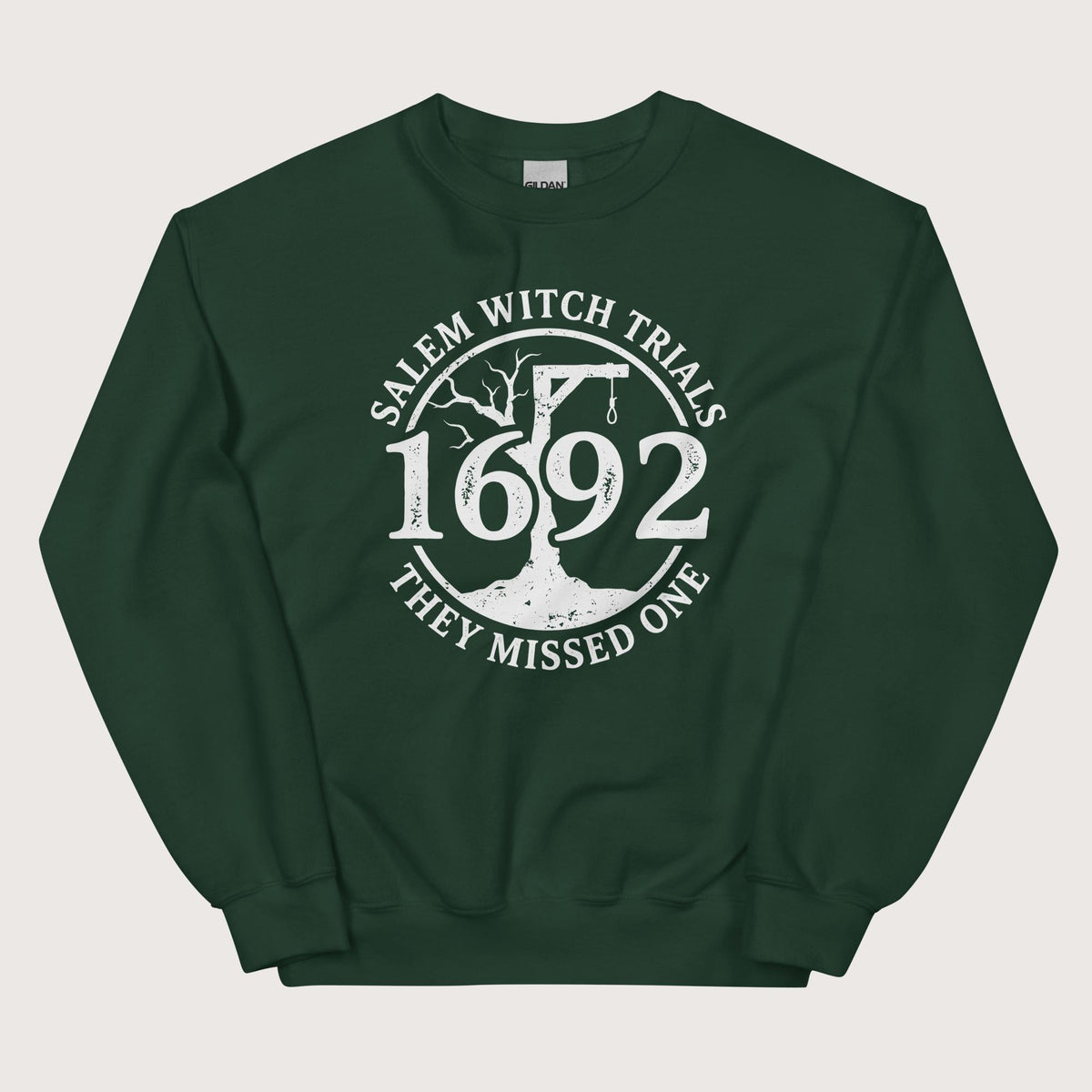 Forest Green Salem Witch Trials They Missed One Sweatshirt - history buff gift by HistoHead