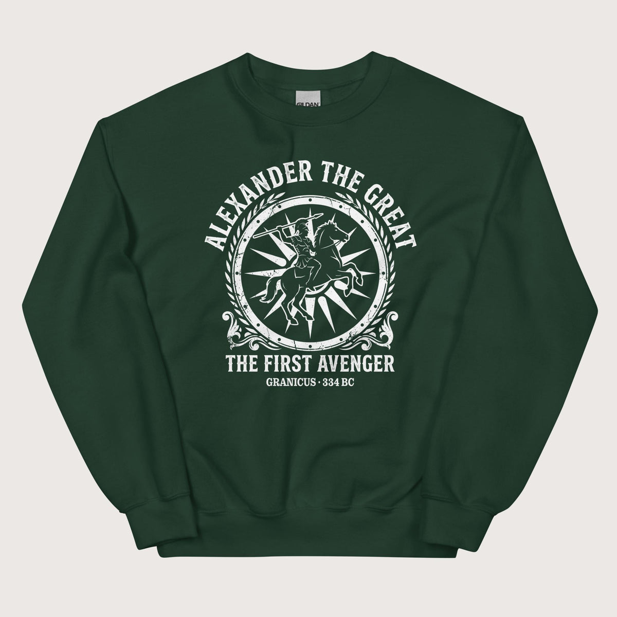 Forest Green Alexander the Great First Avenger Sweatshirt - history buff gift by HistoHead