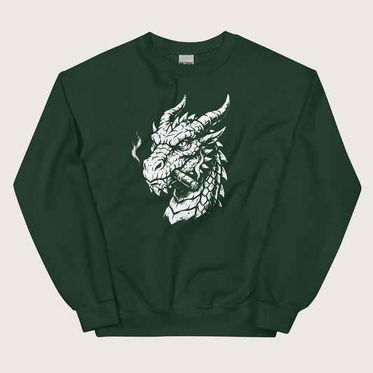 Forest Green Smoking Dragon Sweatshirt - history buff gift by HistoHead