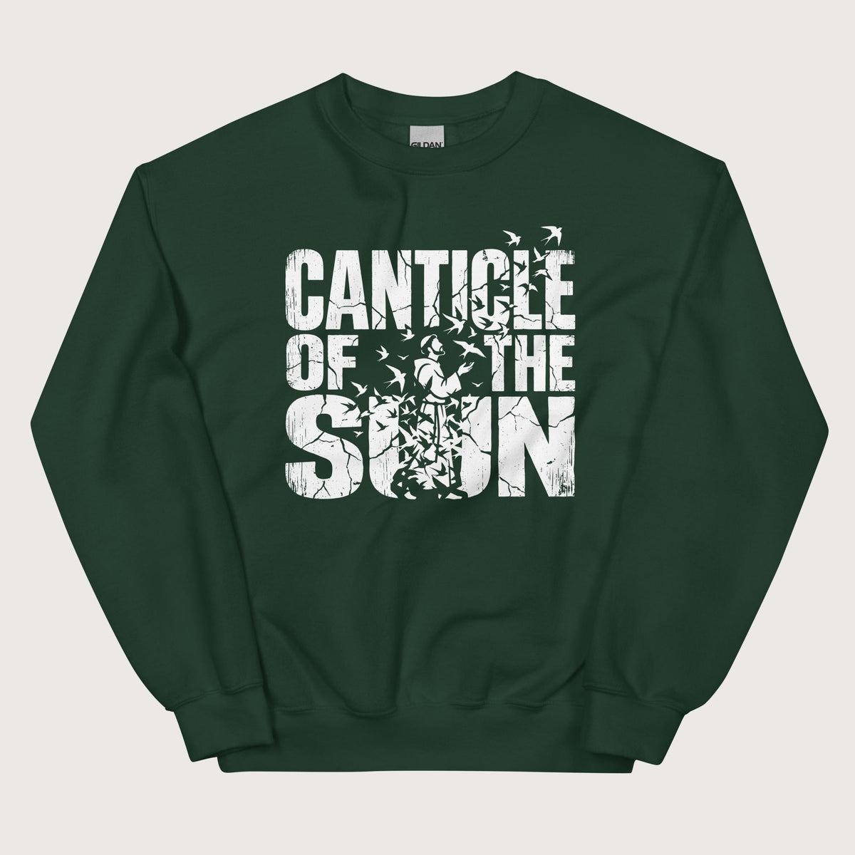 Forest Green Canticle of the Sun Saint Francis of Assisi Birds Sweatshirt - history buff gift by HistoHead