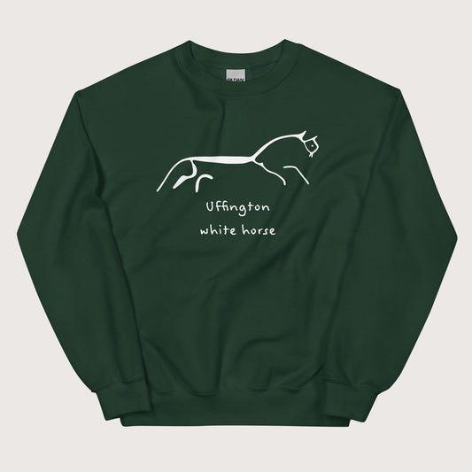 Forest Green Uffington White Horse Sweatshirt - history buff gift by HistoHead